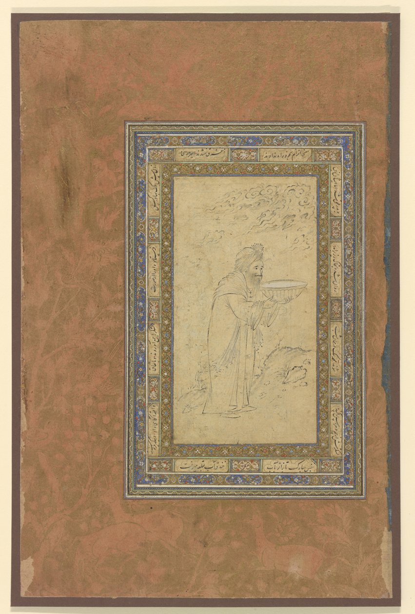 Un vecchio porta una ciotola, c.1610-15 da Persian School