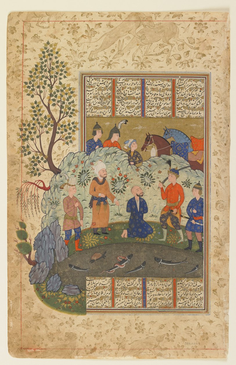 Kay Khusraw si prepara a decapitare Afrasiyab c.1590-1600 da Persian School