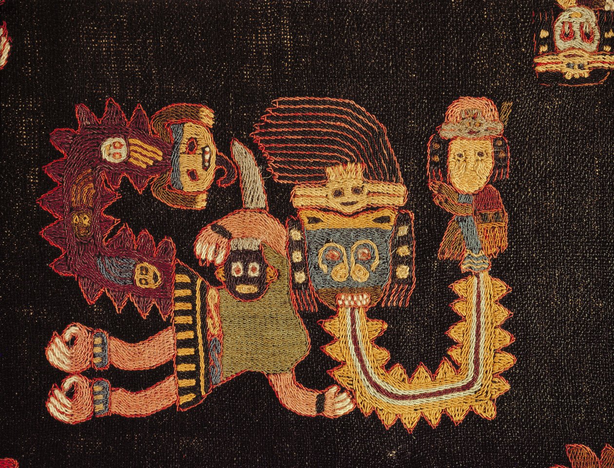 Dettaglio del tessuto funerario, tribù Paracas da Peruvian School