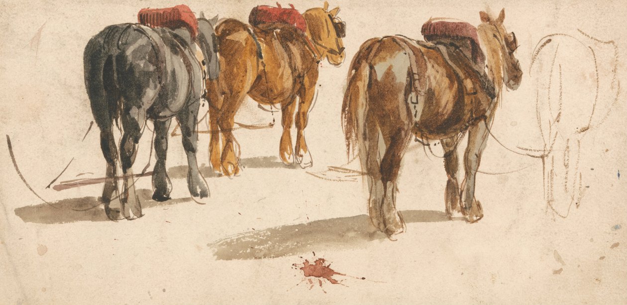 Tre cavalli da tiro in trazione da Peter de Wint