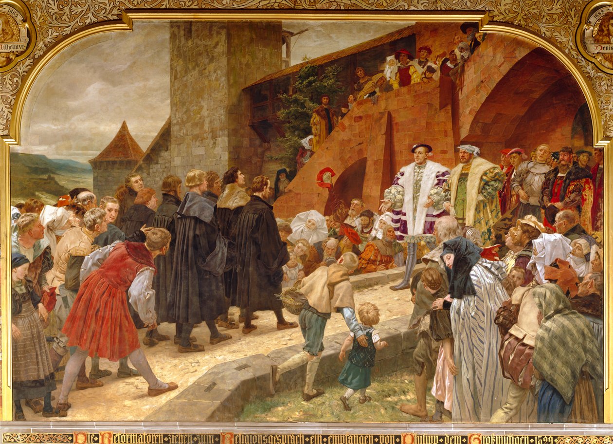 Filippo il Magnanimo accoglie i riformatori a un dibattito religioso nel 1529, 1903 da Peter Johann Theodor Janssen