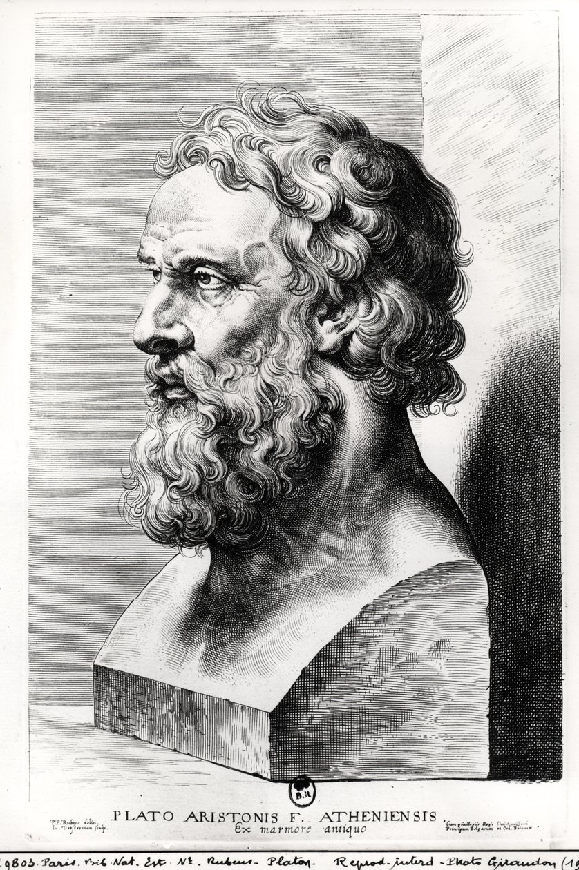 Busto di Platone (c.427-c.348 a.C.) inciso da Lucas Emil Vorsterman (1595-1675) da Peter Paul Rubens