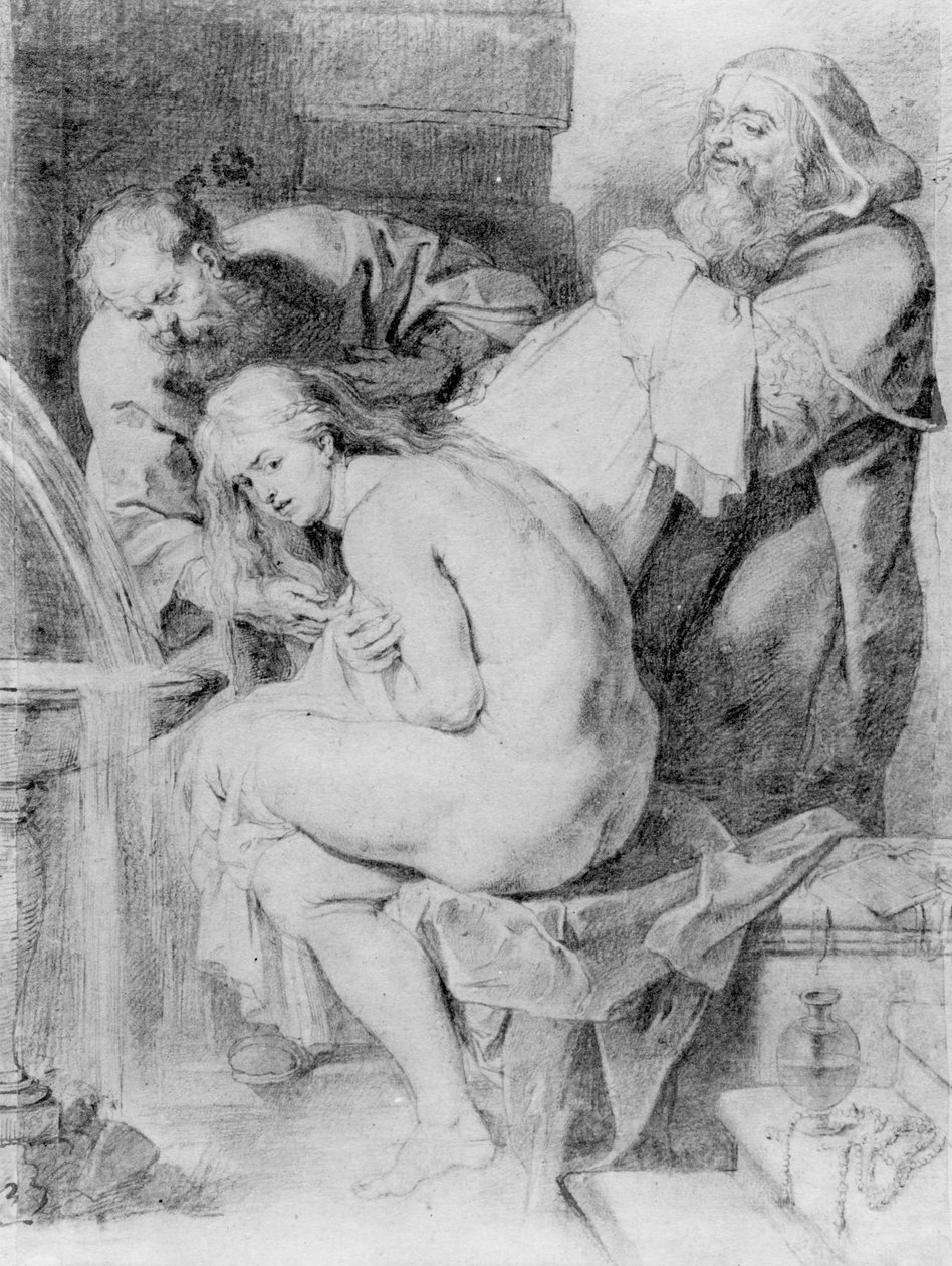 Susanna e i vecchioni, disegnato da Lucas Vorsterman, c.1620 da Peter Paul Rubens
