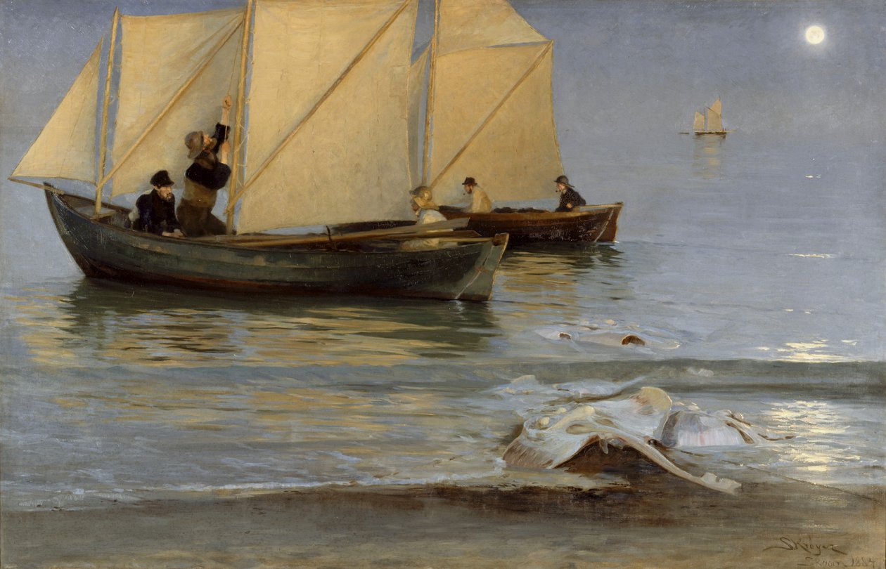 Gli abitanti di Skagen vanno a pescare di notte. Tarda serata estiva. da Peder Severin Krøyer