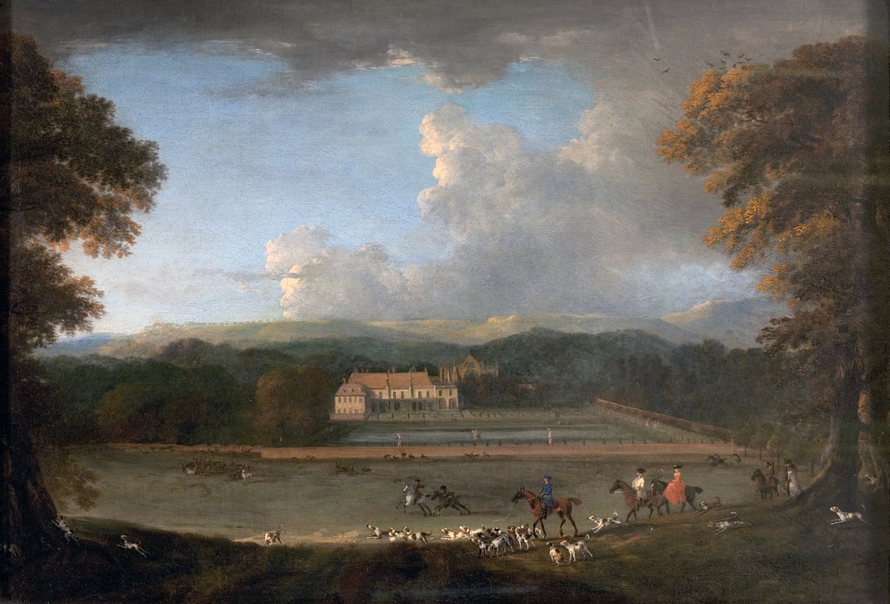 Vista est di Newstead Abbey, Nottinghamshire, 1726 da Peter Tillemans