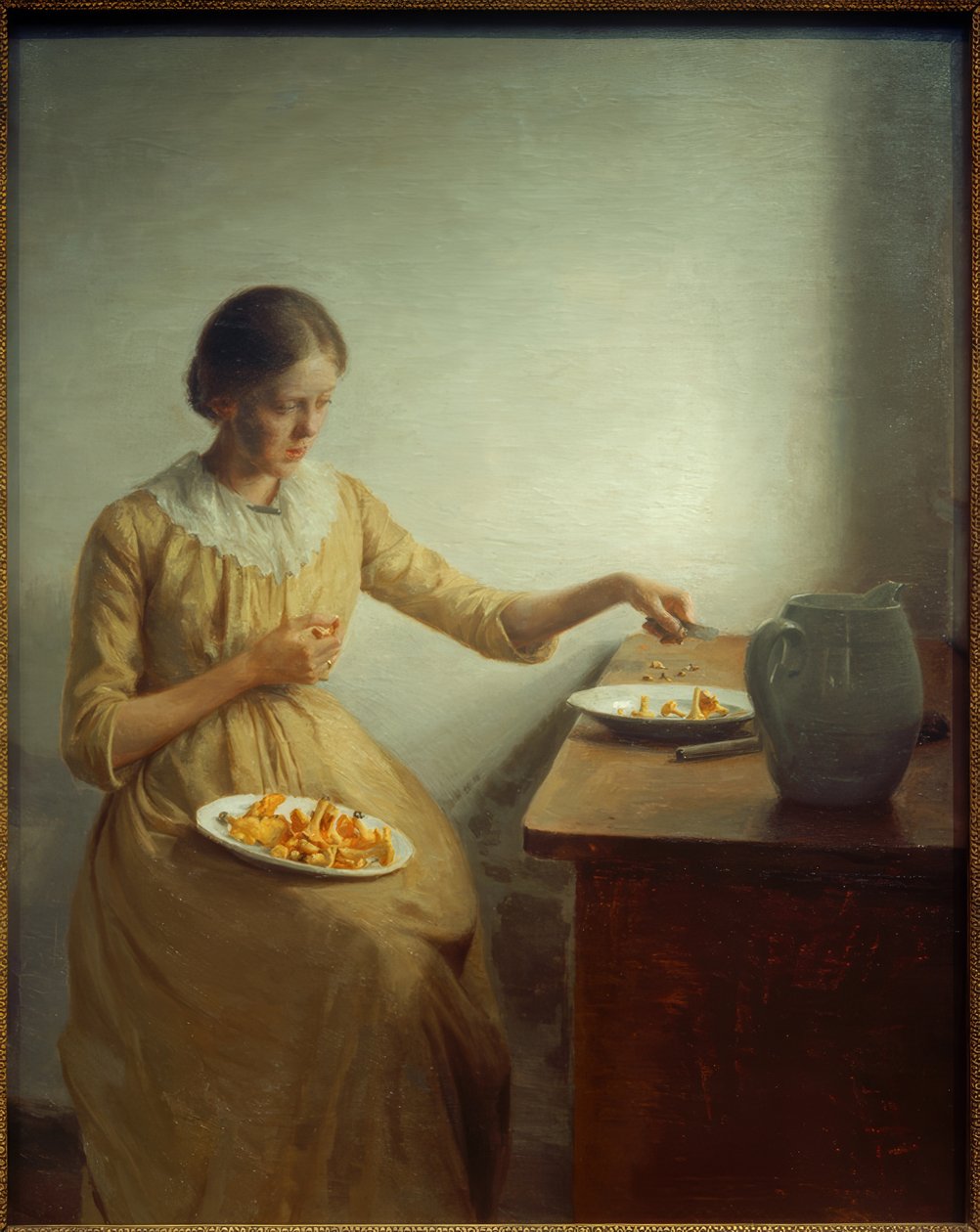 Ragazza pulisce finferli da Peter Vilhelm Ilsted
