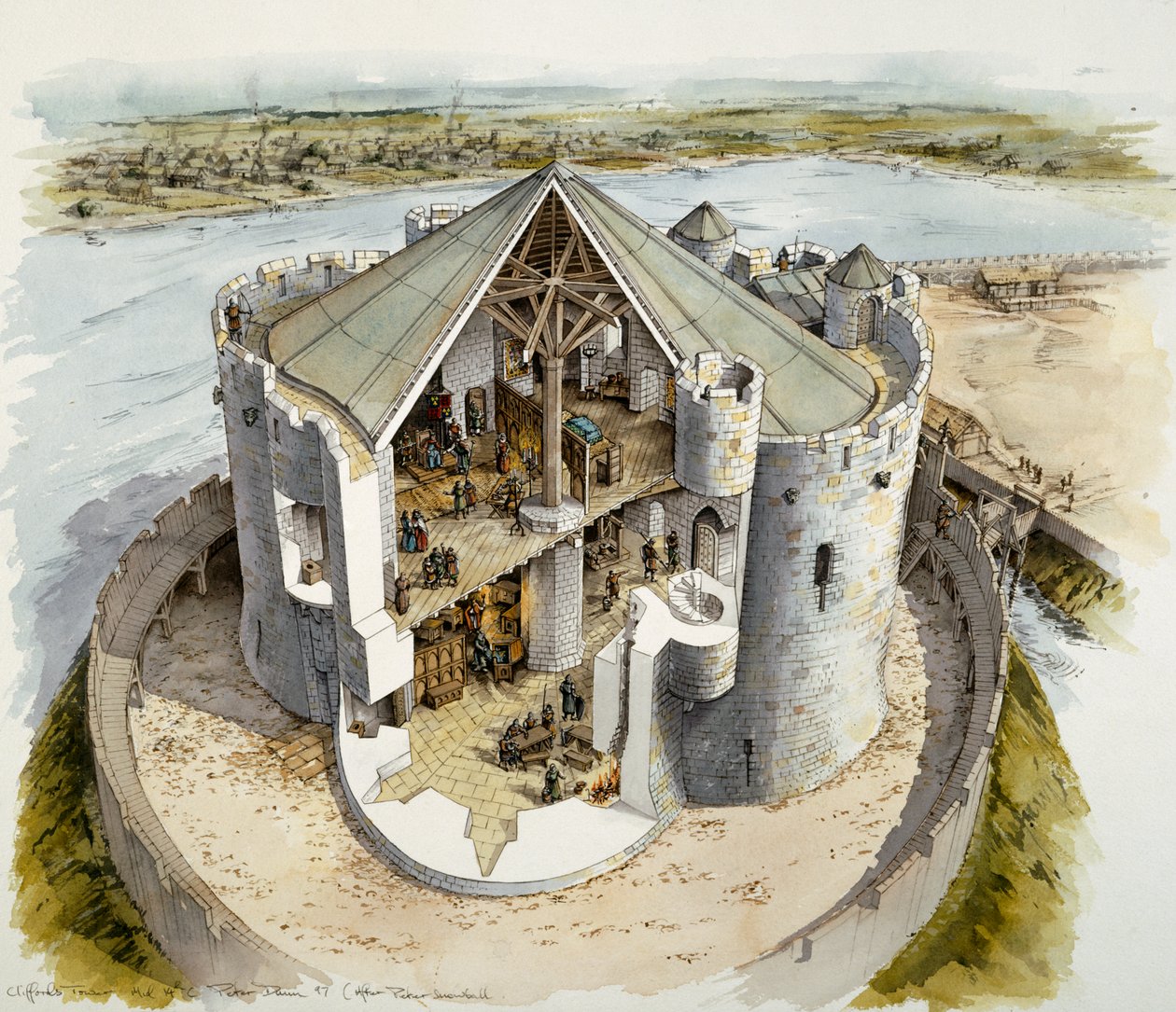 Torre di Clifford, metà del XIV secolo, c1990-2010 da Peter Dunn