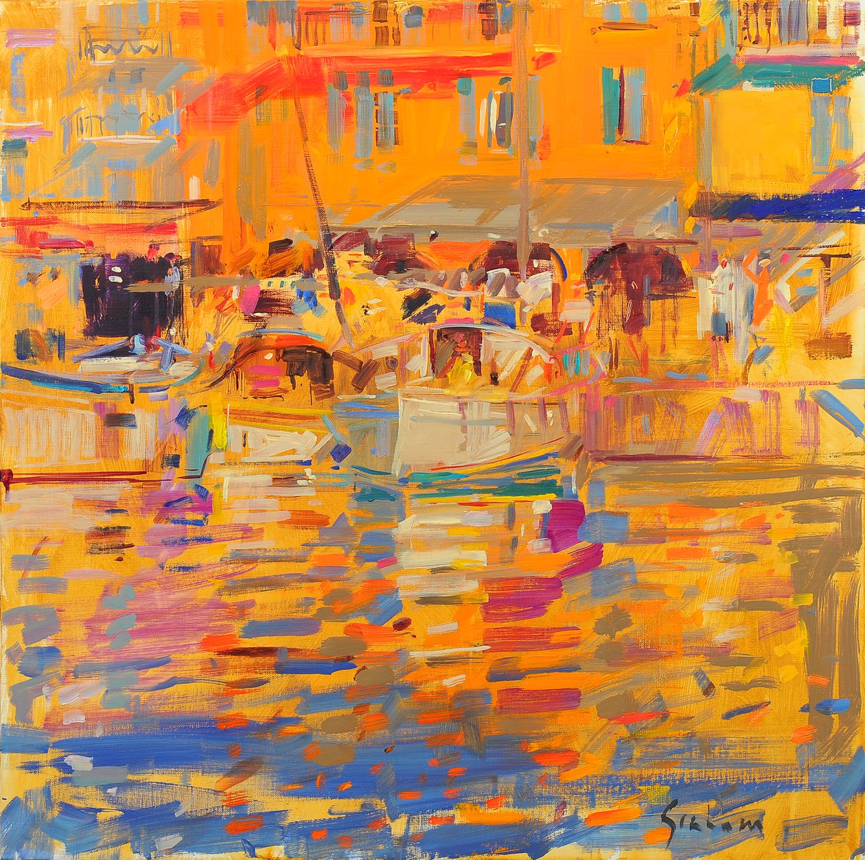 Barche nel porto Saint Tropez da Peter Graham (Contemporary)