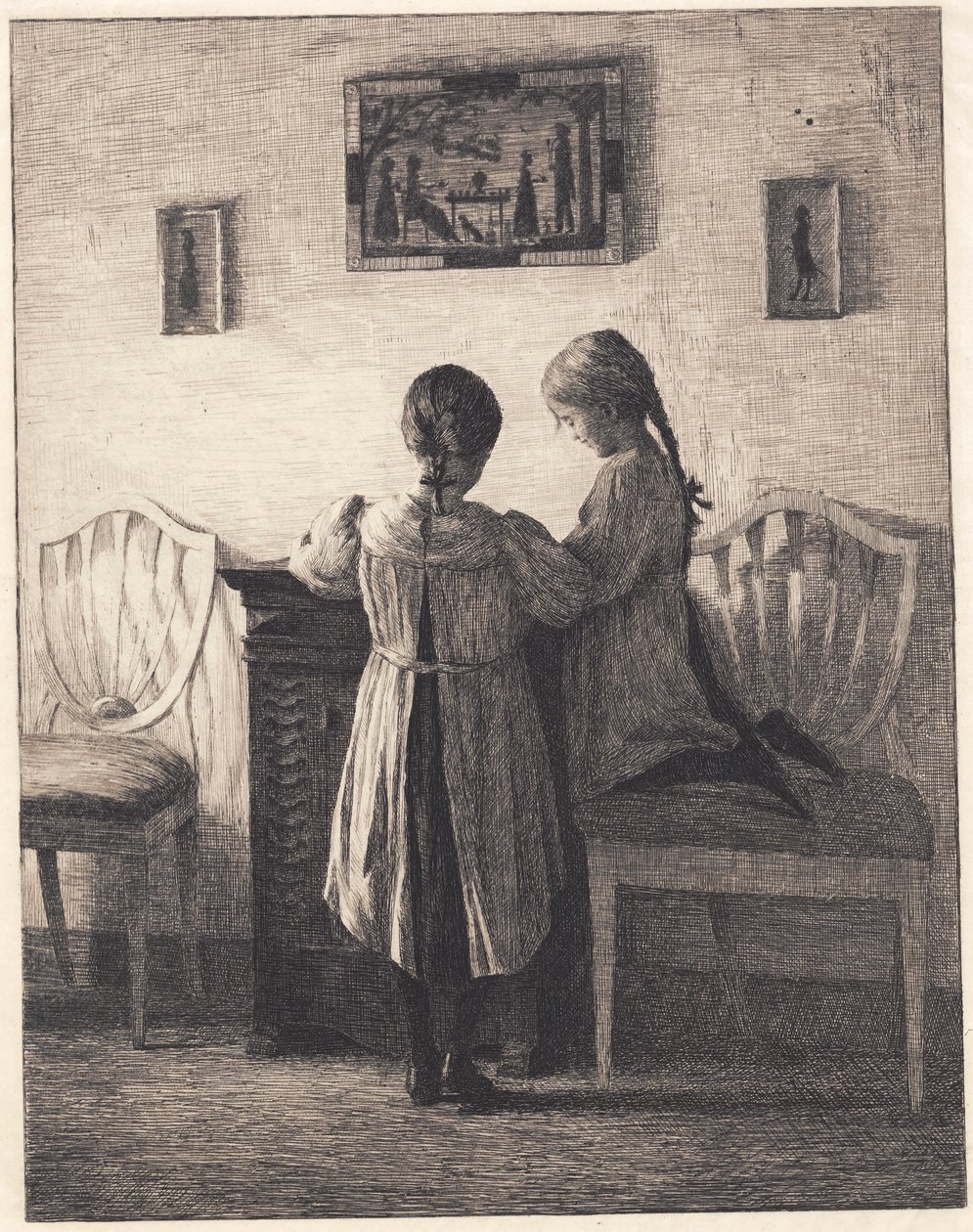 Interno con due bambine da Peter Vilhelm Ilsted