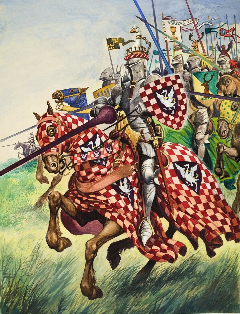 Cavalieri che caricano in battaglia (gouache su carta) da Peter Jackson