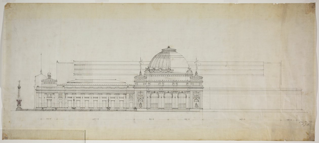 Padiglione Espositivo sul Lago, Chicago, Illinois, Elevazione da Peter Joseph Weber