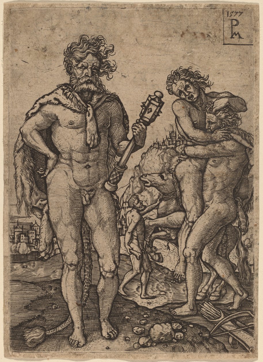 Ercole e Anteo da Peter Maes after Heinrich Aldegrever
