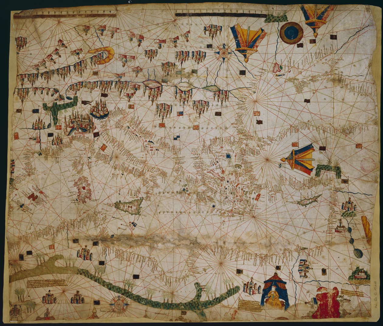 Carta marina del Mar Mediterraneo e del Mar Nero da Petrus Roselli