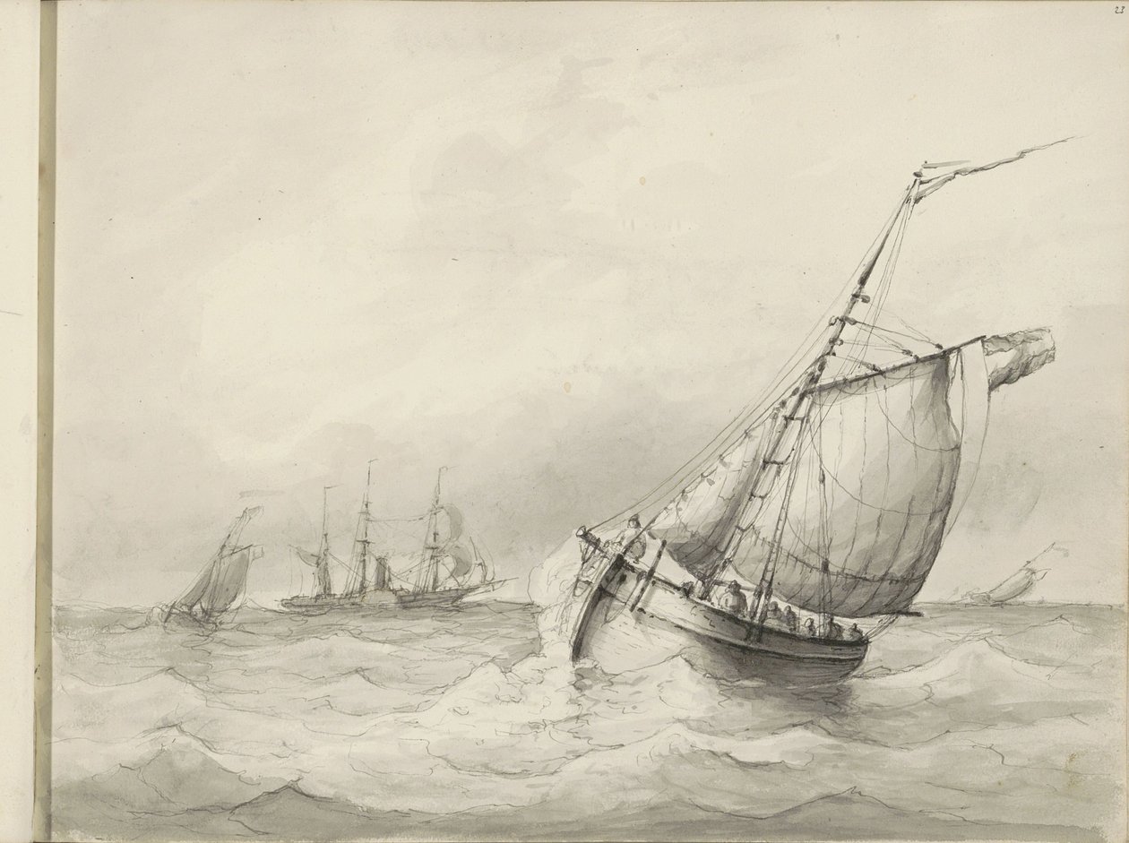 Velieri in mare da Petrus Johannes Schotel (circle of)