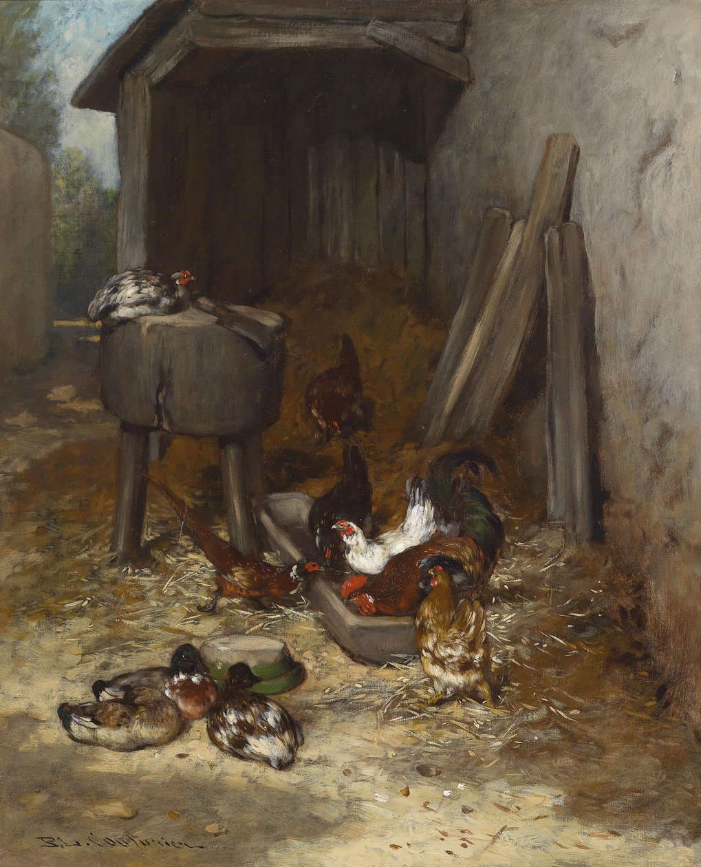 Galline nel pollaio da Philibert Leon Couturier