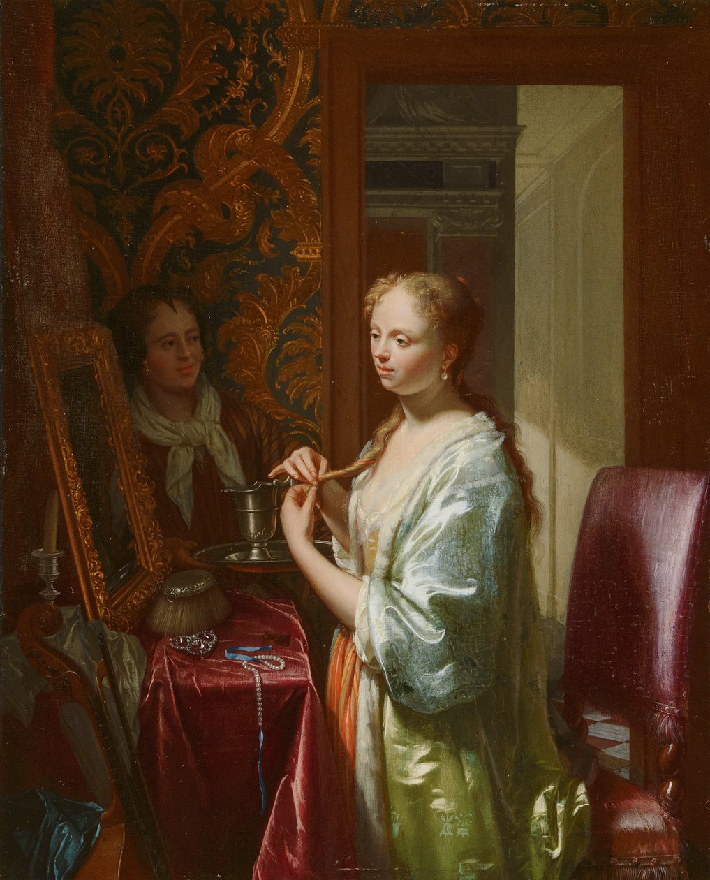 Signora alla sua toilette, c.1720 da Philip van Dijk