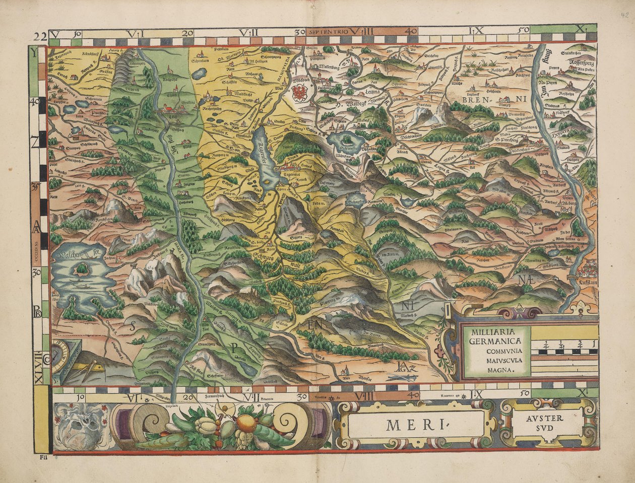 Carte bavaresi del 1568 (Tavola 22) da Philipp Apian