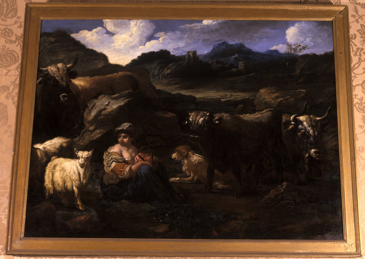 Pastorella con gregge da Philipp Peter Roos