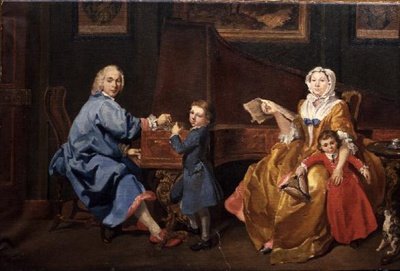 Burckhardt Tschudi con sua moglie e due figli da Philippe Mercier