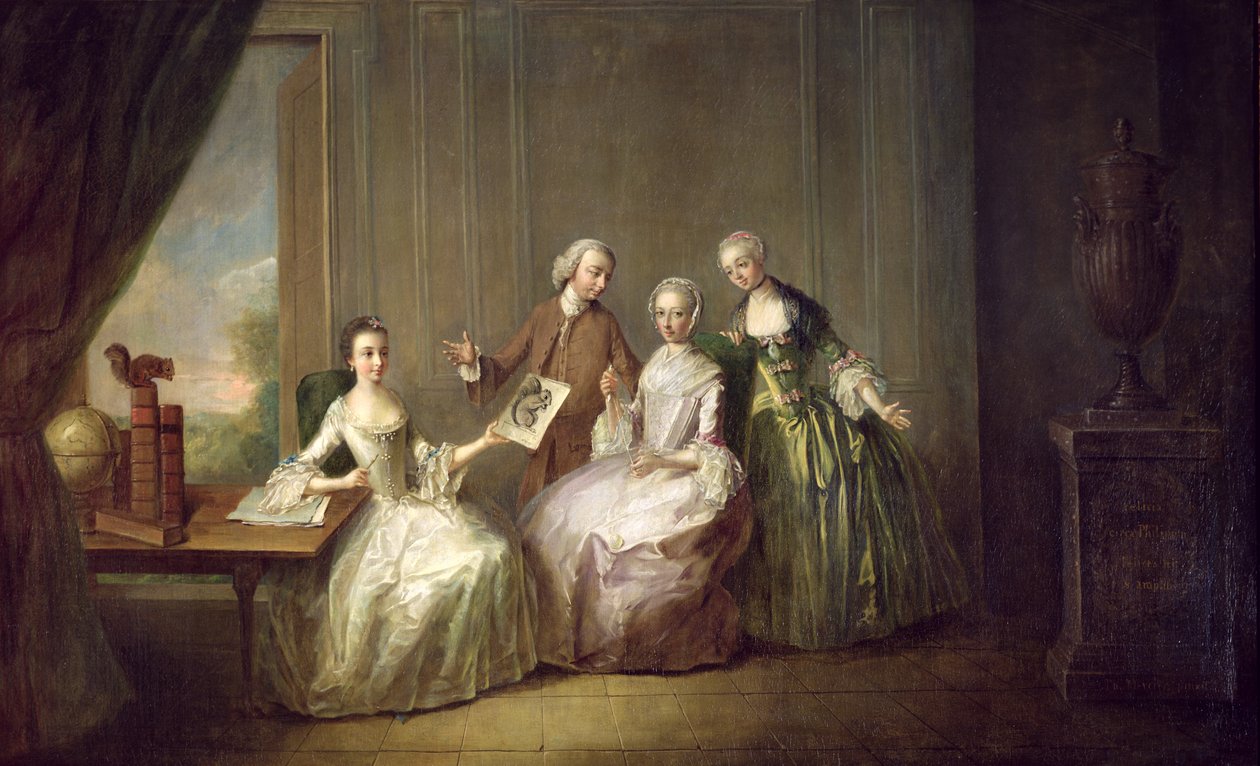 Famiglia in un interno con scoiattoli, probabilmente la famiglia Burton di Eltham, Kent, 1755-60 da Philippe Mercier