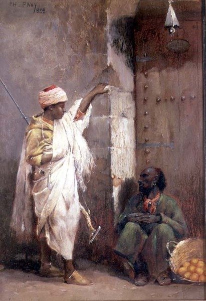 Una venditrice di arance con un guerriero da Philippe Pavy