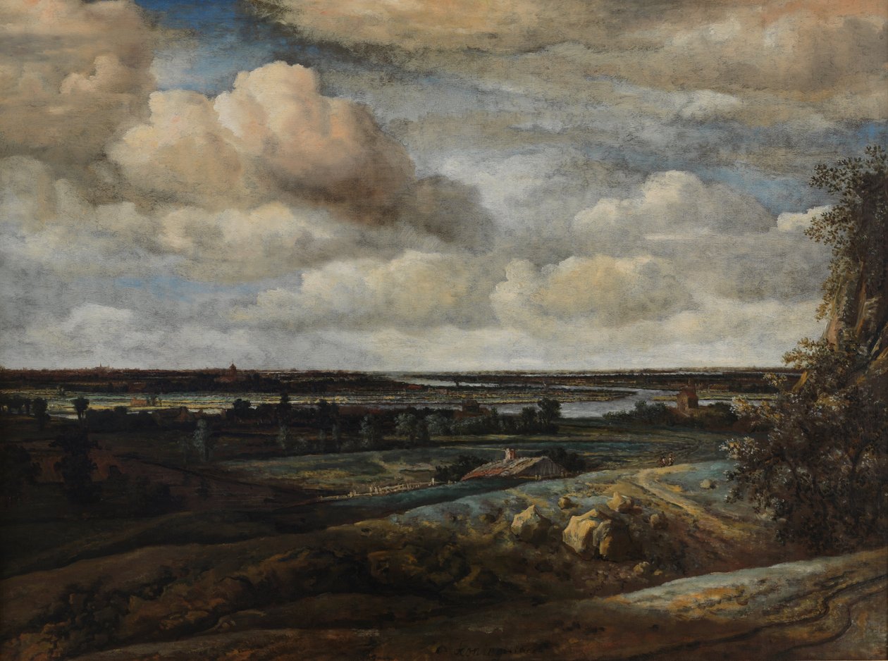 Paesaggio panoramico olandese con vista lontana di Haarlem da Philips Koninck