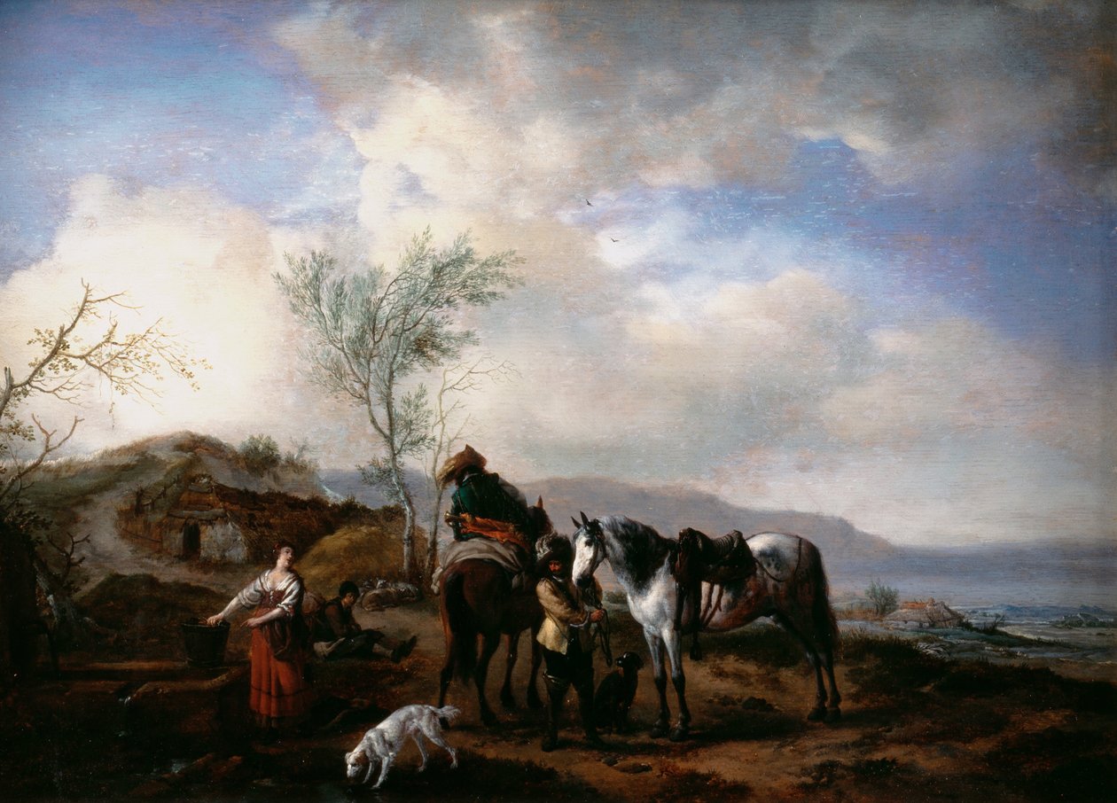 Due Cavalieri Vicino a una Fontana da Philips Wouwerman