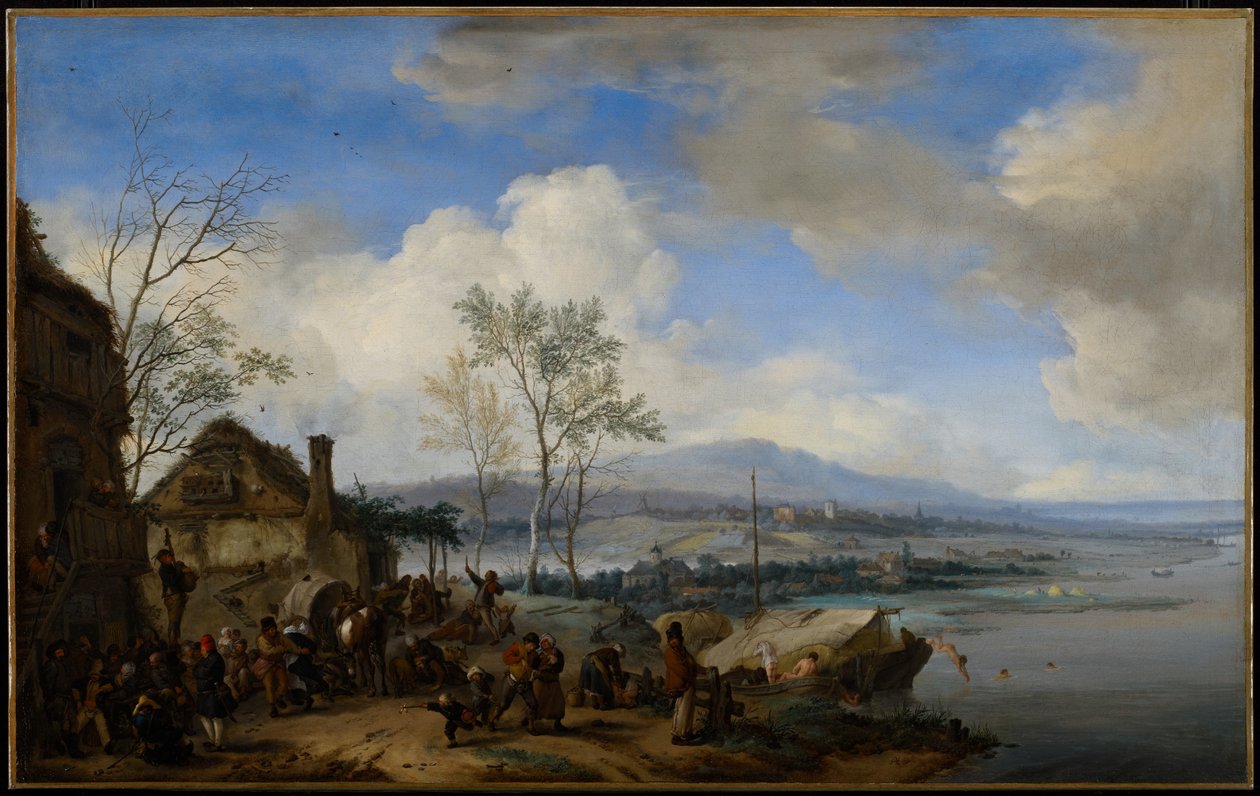 Contadini allegri e rumorosi in una locanda, 1653 da Philips Wouwerman