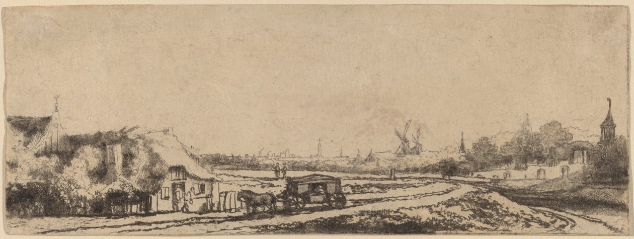 Paesaggio con una carrozza da Philips Koninck