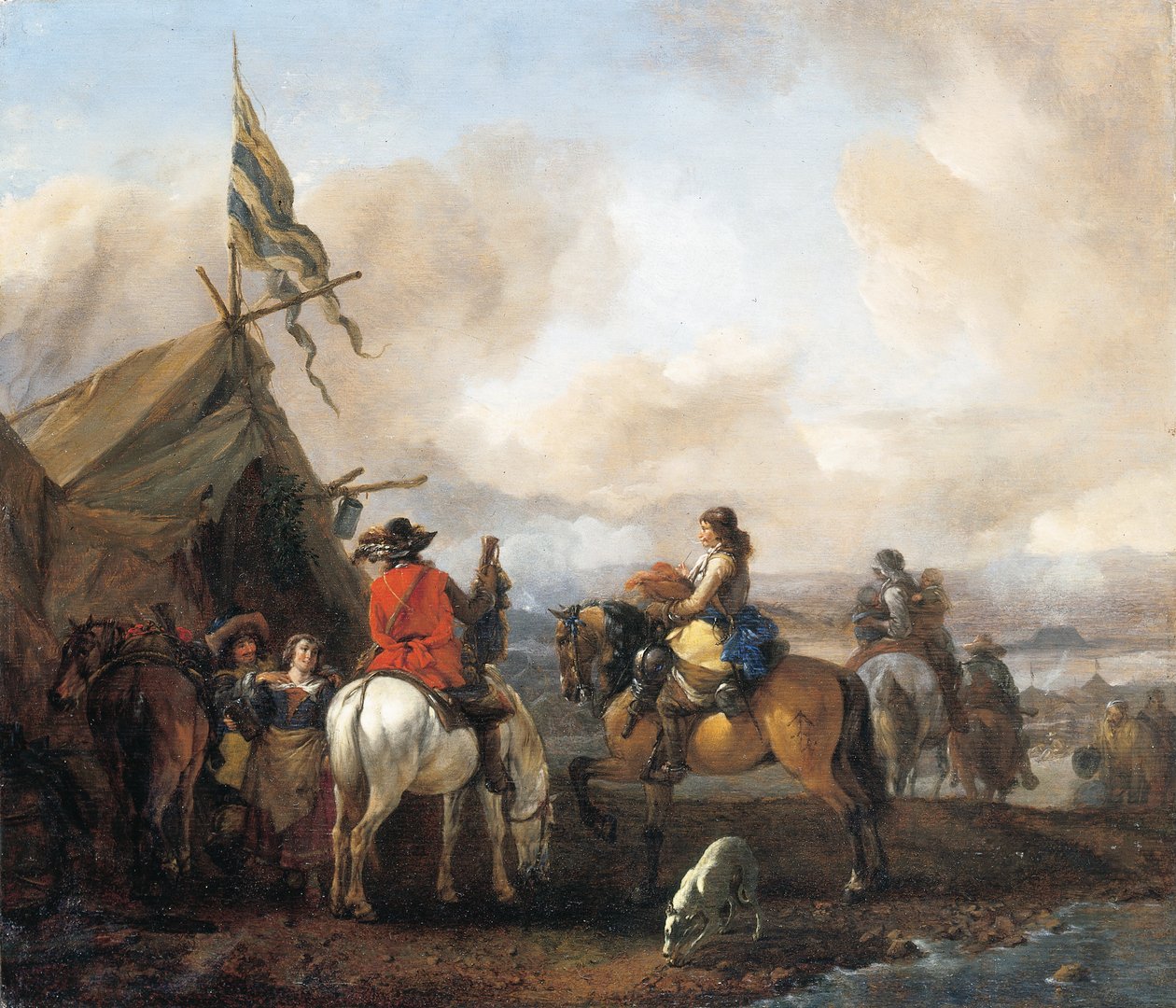 Un accampamento militare con cavalieri da Philips Wouwerman