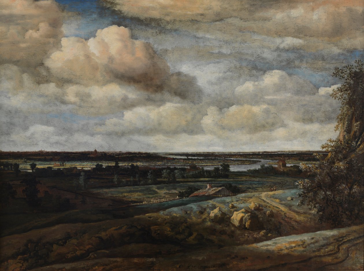Paesaggio panoramico olandese con un fiume, 1654 da Phillips de Koninck