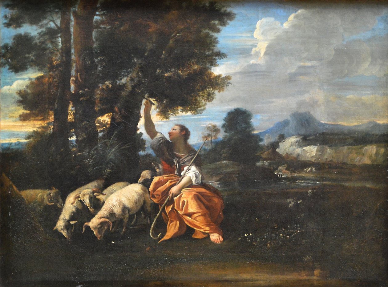 Erminia incide il nome di Tancredi su un albero da Pier Francesco Mola