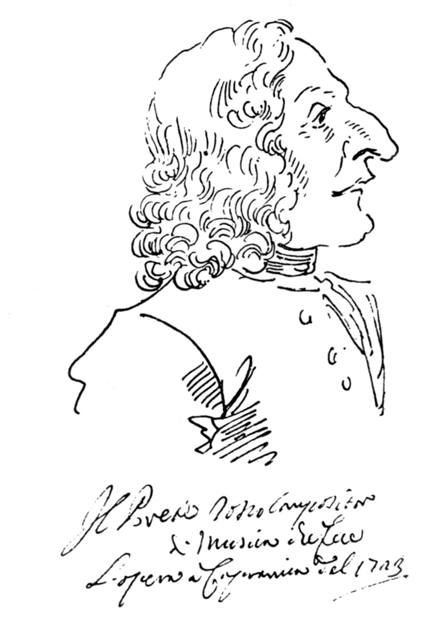 Caricatura del compositore Antonio Vivaldi, 1723 da Pier Leone Ghezzi