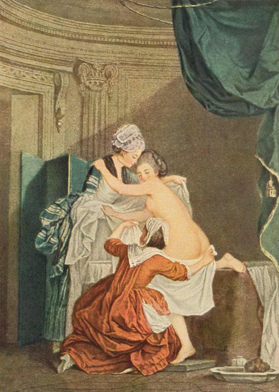 Il bagno, incisione di Nicolas Francois Regnault da Pierre Antoine Baudouin