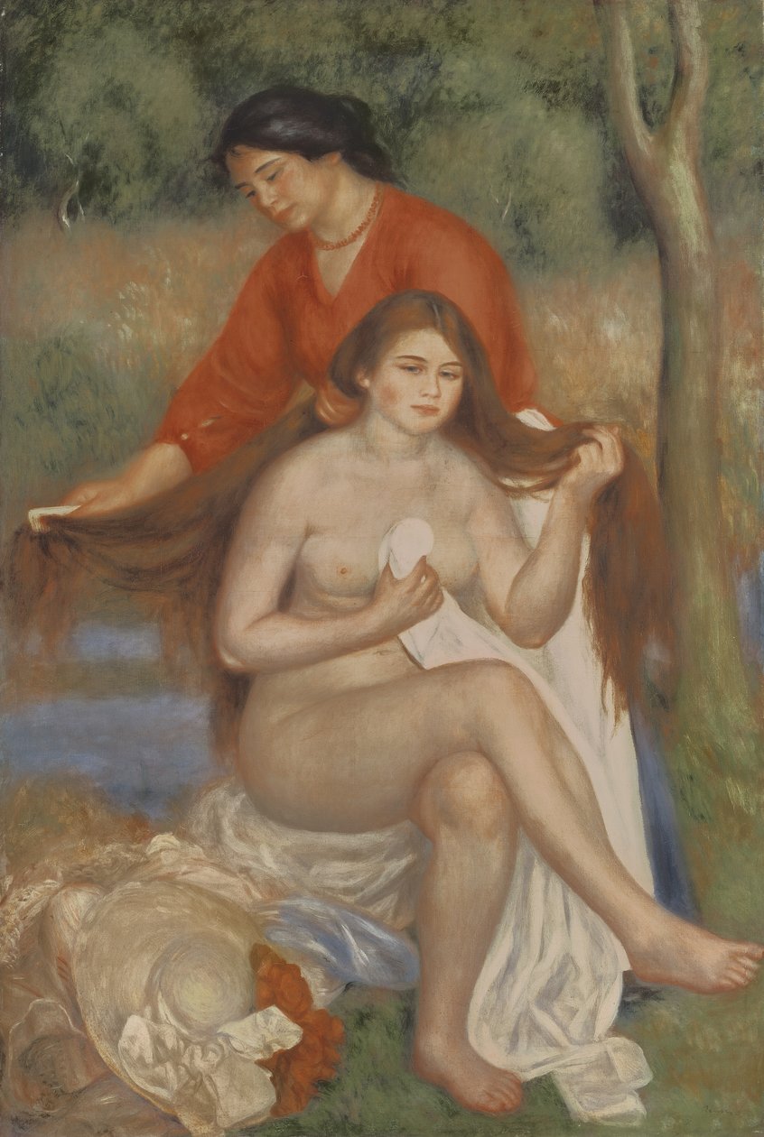 Bagnante e cameriera, c.1900 da Pierre Auguste Renoir