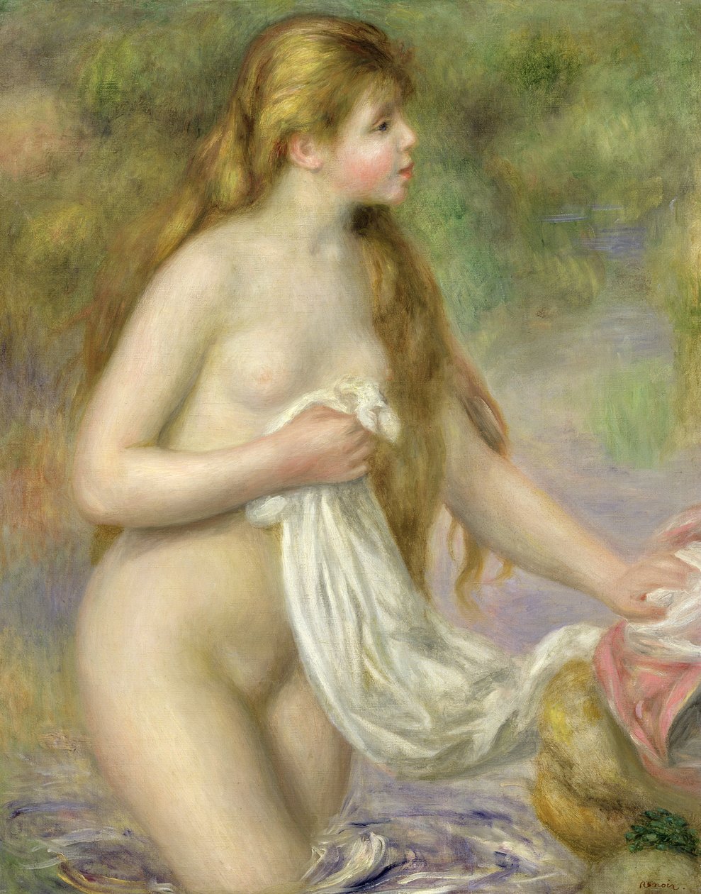 Bagnante con capelli lunghi, c.1895 da Pierre Auguste Renoir