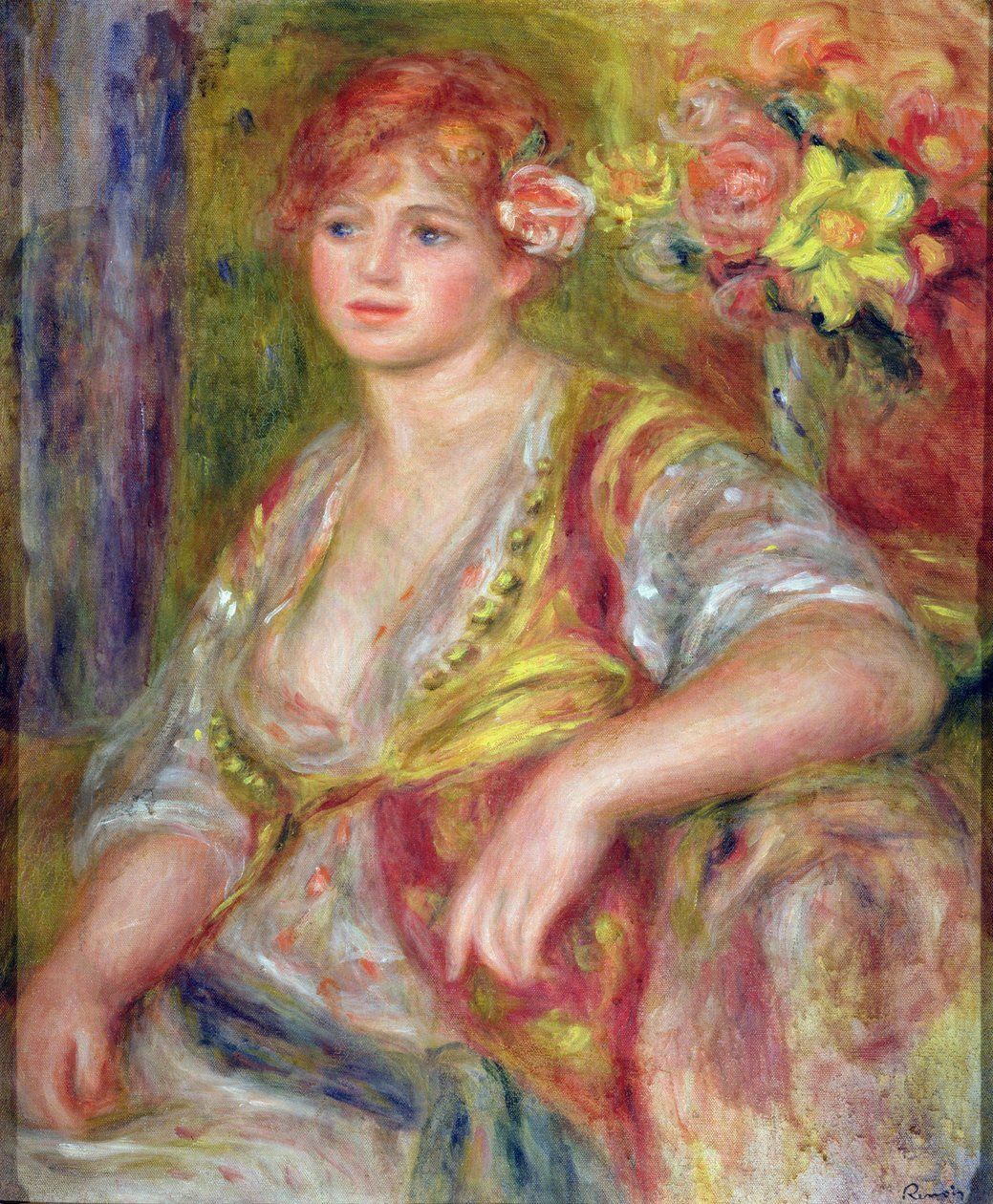 Donna bionda con una rosa da Pierre Auguste Renoir