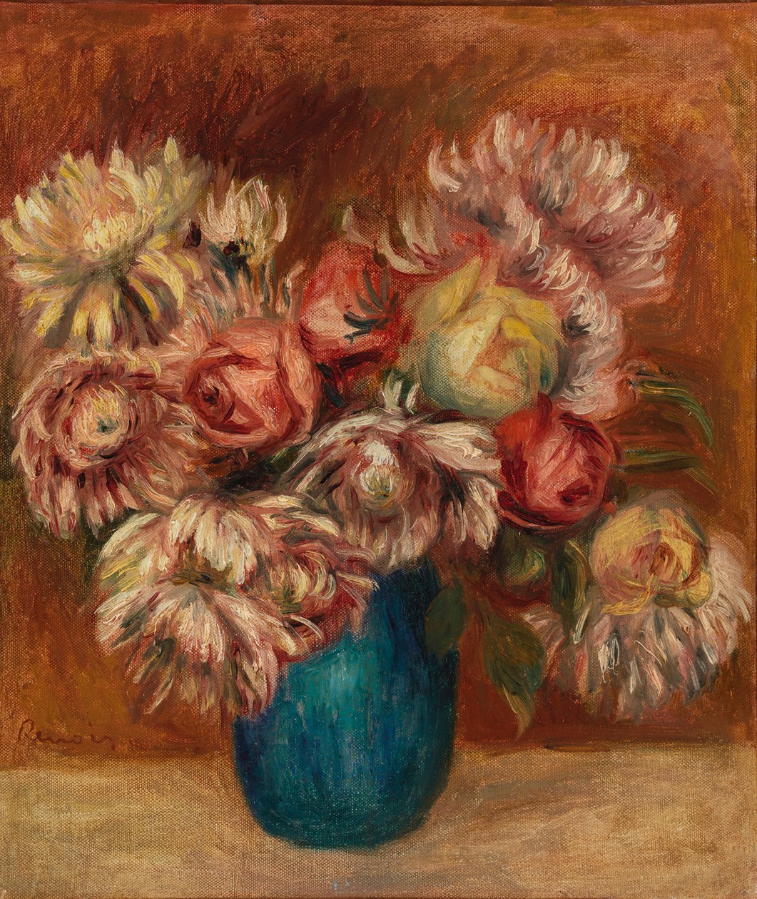 Fiori in un vaso verde da Pierre Auguste Renoir