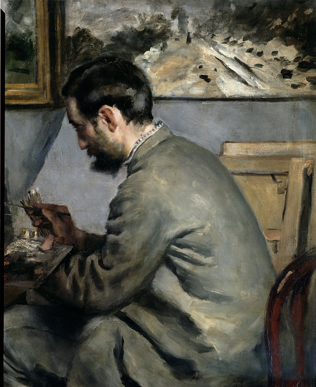 Frederick Bazille al suo cavalletto (dettaglio) da Pierre Auguste Renoir