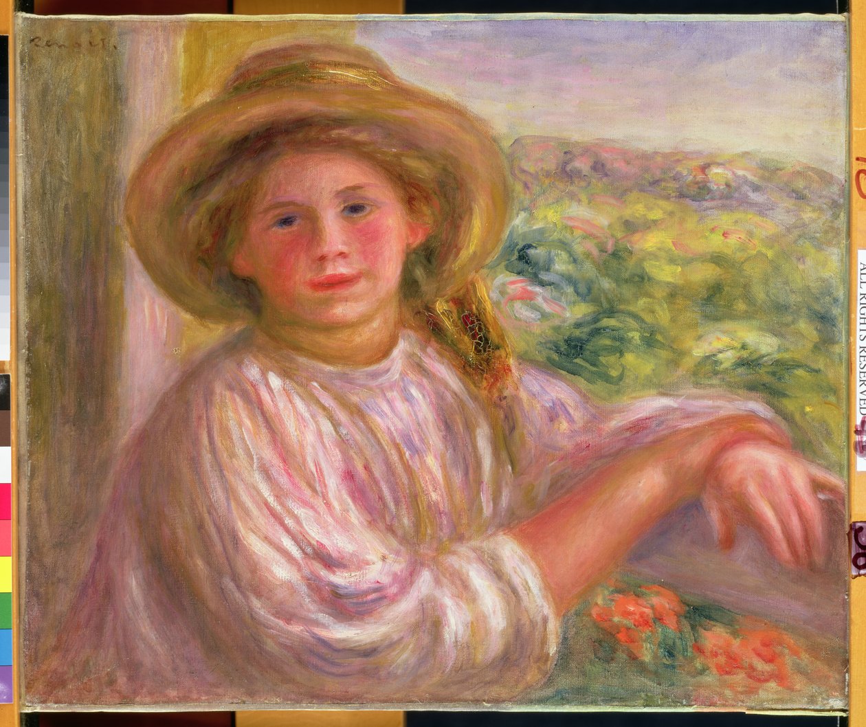 Ragazza su un balcone a Cagnes, 1911 da Pierre Auguste Renoir