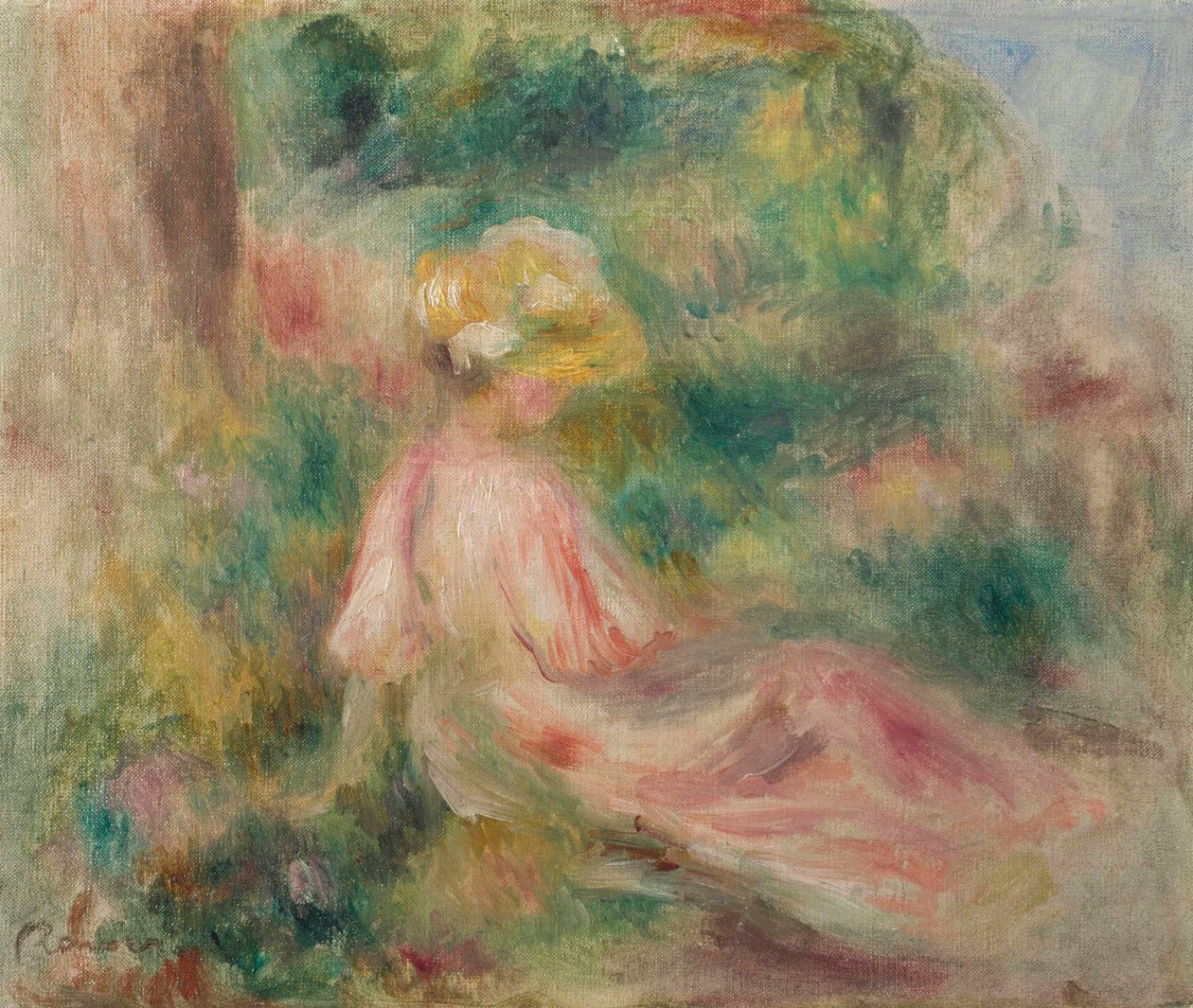 Giovane ragazza in un prato da Pierre Auguste Renoir