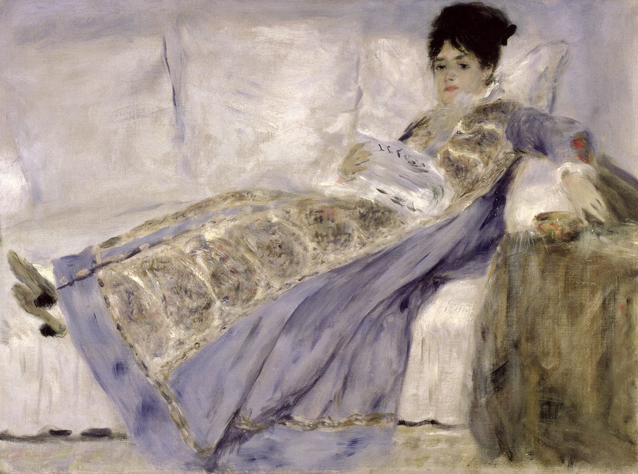 Madame Monet su un divano, c.1874 da Pierre Auguste Renoir