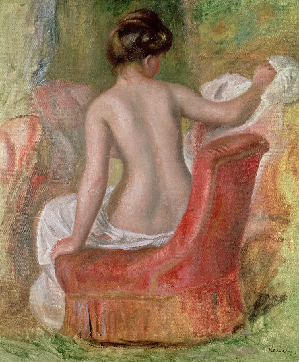 Nudo in poltrona, 1900 da Pierre Auguste Renoir