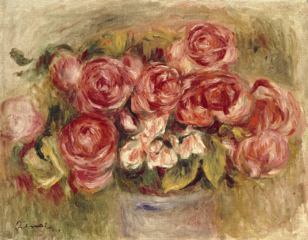 Natura morta di rose in un vaso, 1880-1890 da Pierre Auguste Renoir