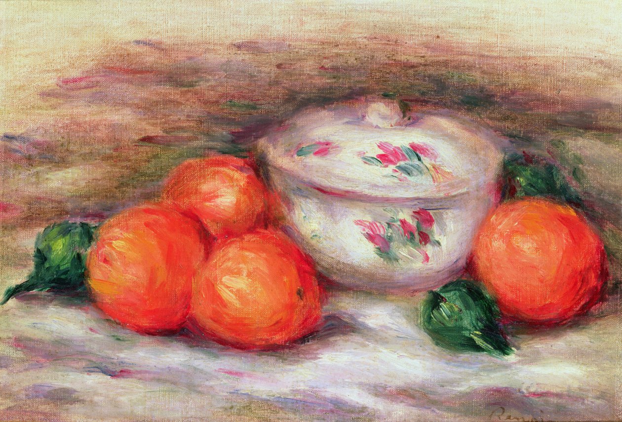 Natura morta con piatto coperto e arance da Pierre Auguste Renoir