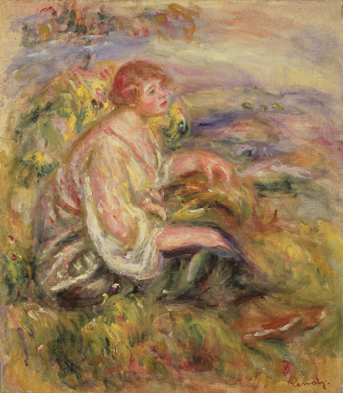 Donna su una collina da Pierre Auguste Renoir
