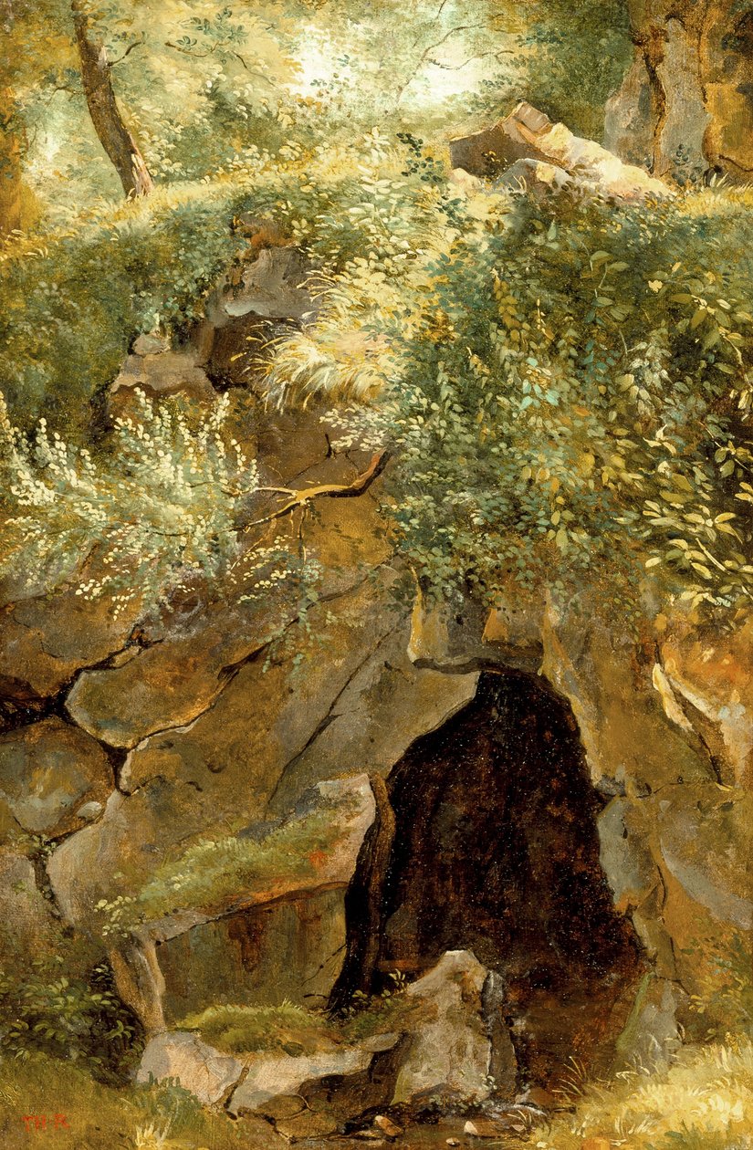 La grotta, 1828-30 da Pierre Etienne Theodore Rousseau