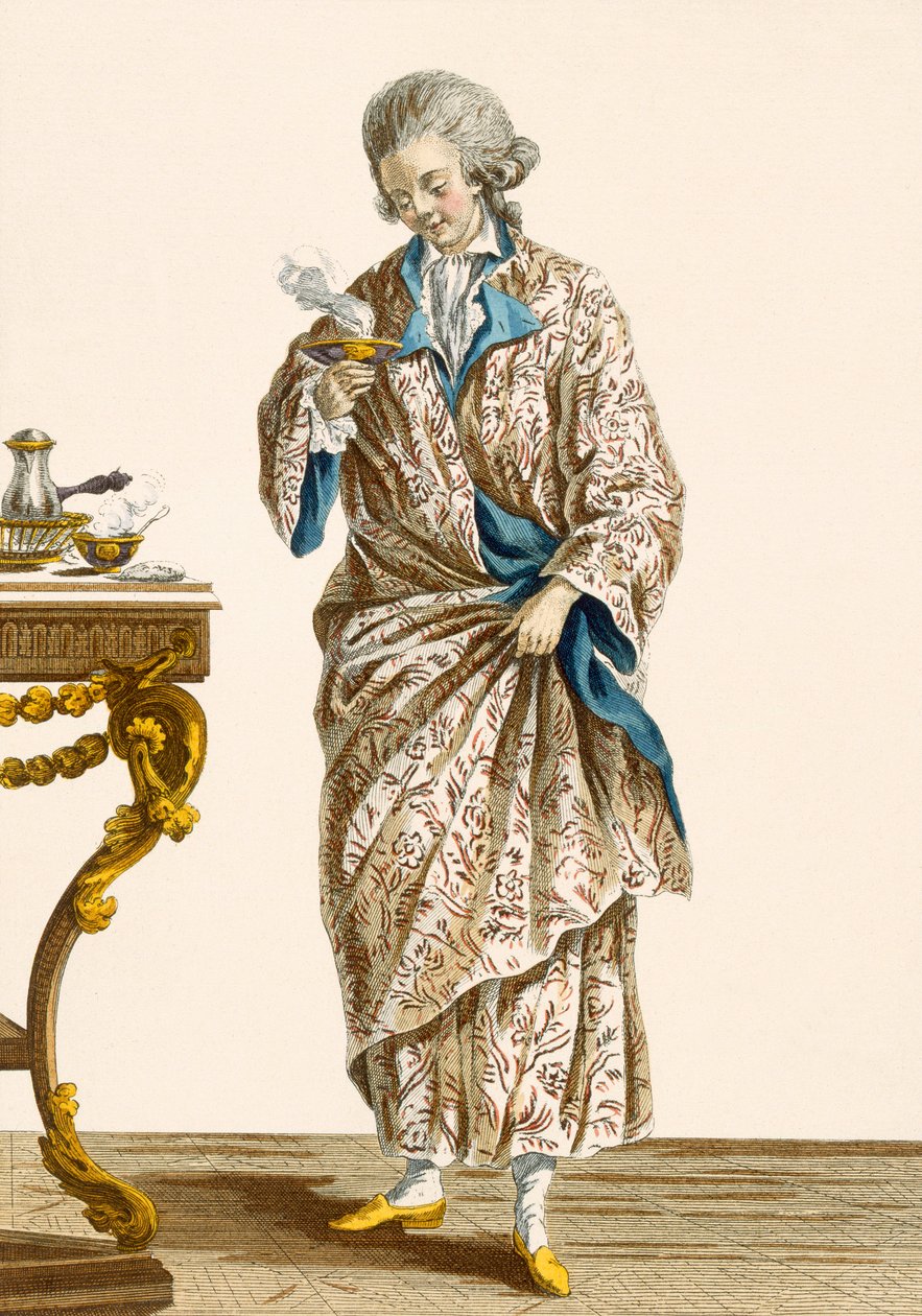 Vestaglia in cotone stampato, inciso da Patas, tavola n.140 da 