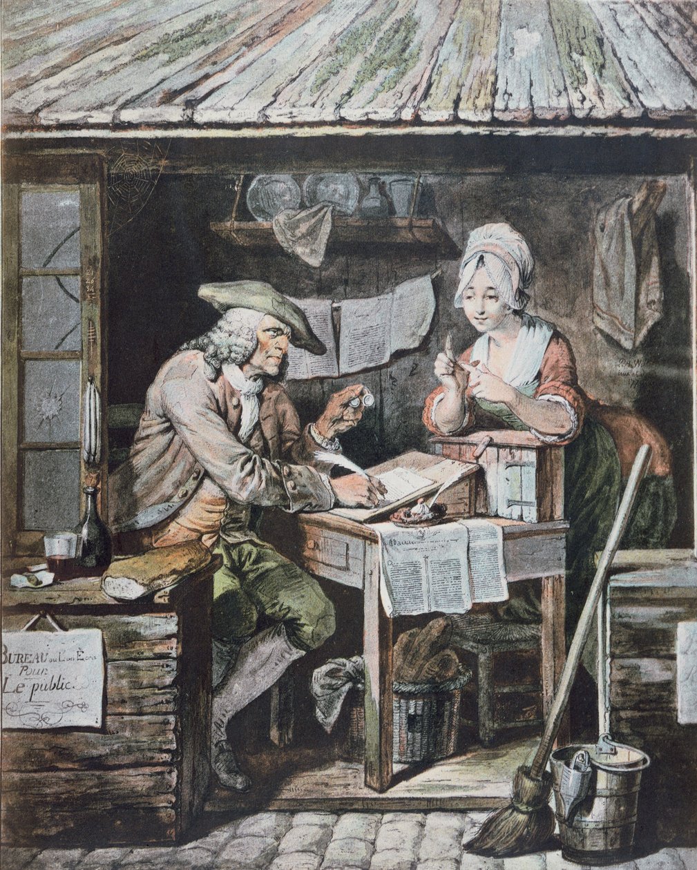 Lo scrivano pubblico (incisione a colori) da Pierre Alexandre (after) Wille