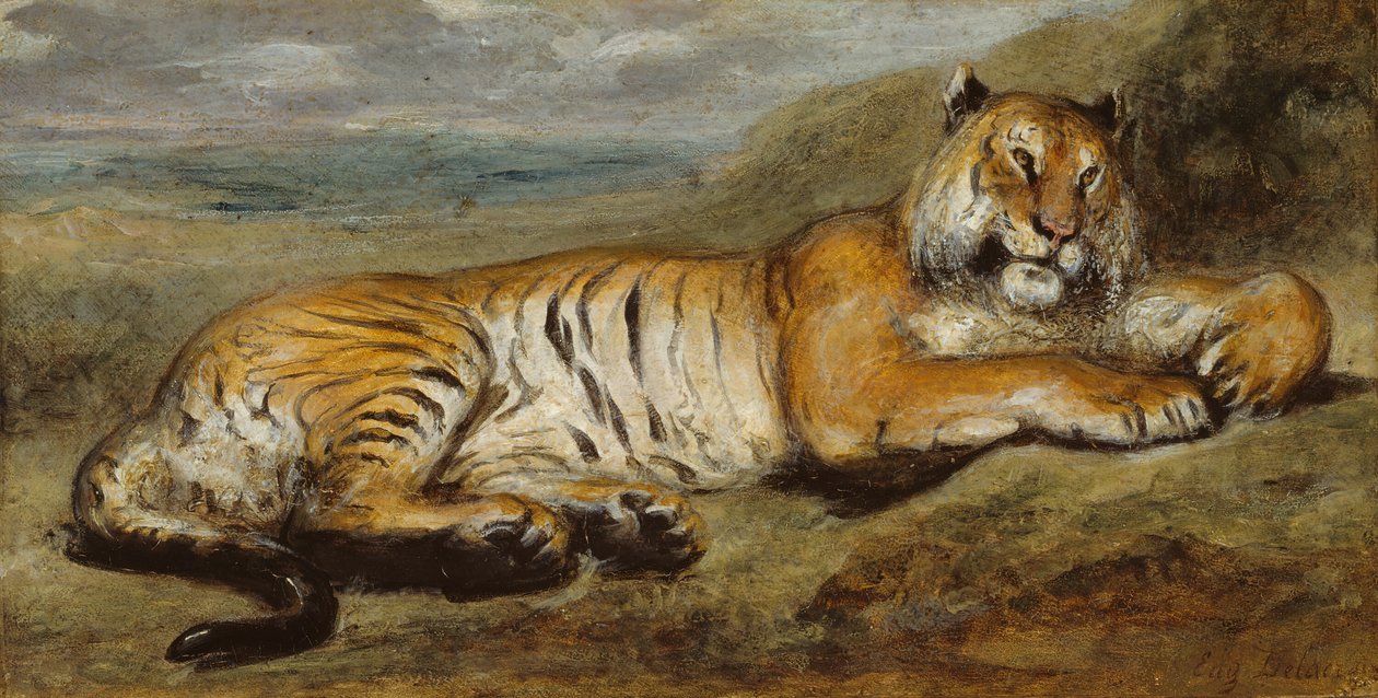 Tigre a riposo, c. 1830 da Pierre Andrieu